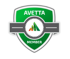 Avetta Member badge with green and gray shield logo.