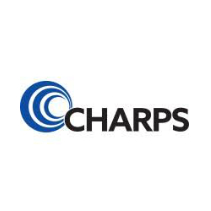 CHARPS logo with blue swirl design.