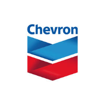 Chevron logo with red and blue chevron design.